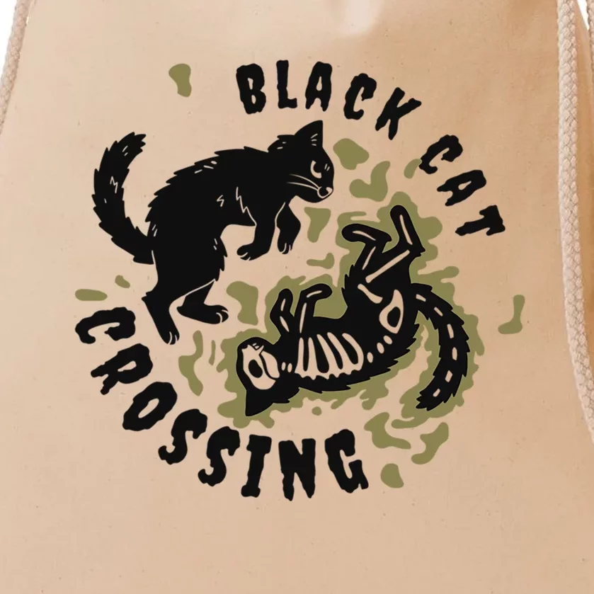 Funny Halloween Black Cat Crossing Gift Drawstring Bag