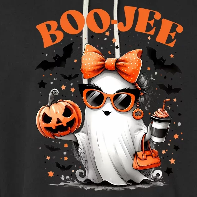 Funny Halloween Boojee Cute Ghost Garment-Dyed Fleece Hoodie