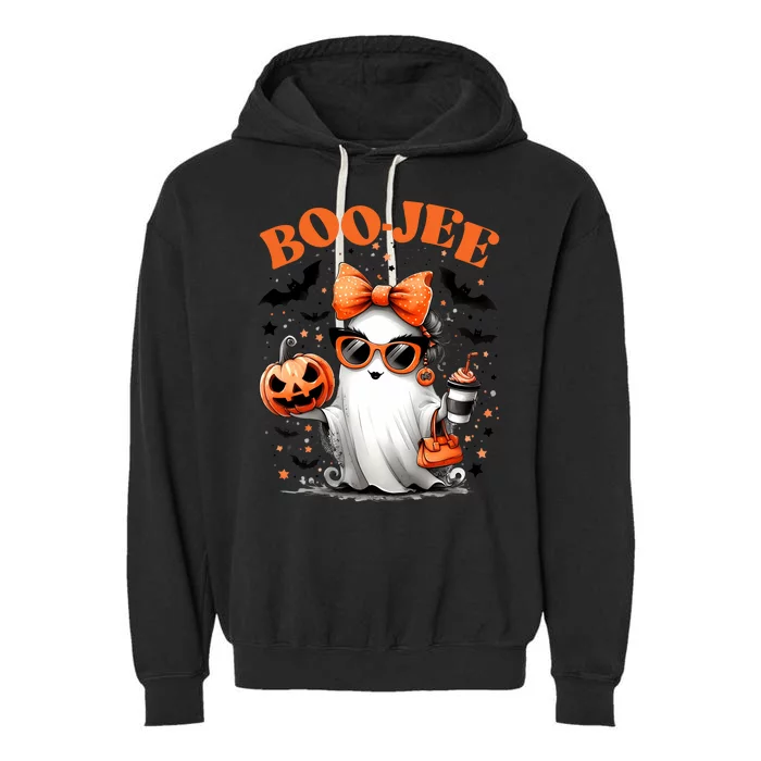 Funny Halloween Boojee Cute Ghost Garment-Dyed Fleece Hoodie