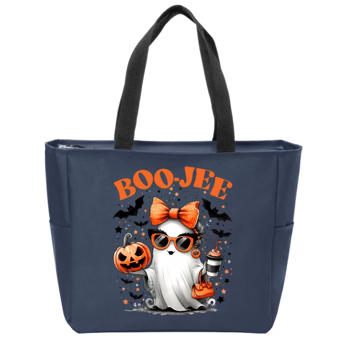 Funny Halloween Boojee Cute Ghost Zip Tote Bag