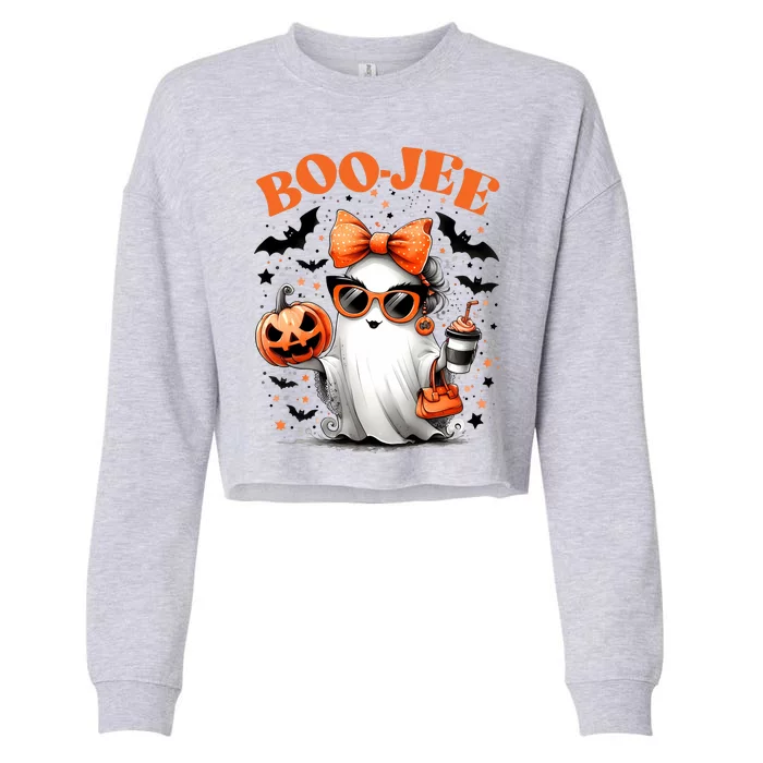 Funny Halloween Boojee Cute Ghost Cropped Pullover Crew