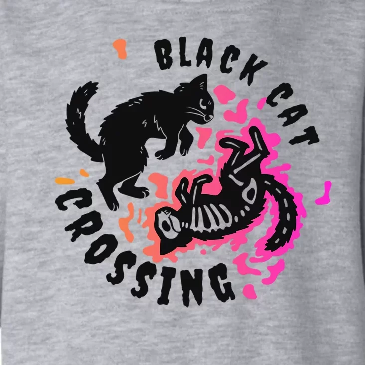 Funny Halloween Black Cat Crossing Gift Toddler Hoodie