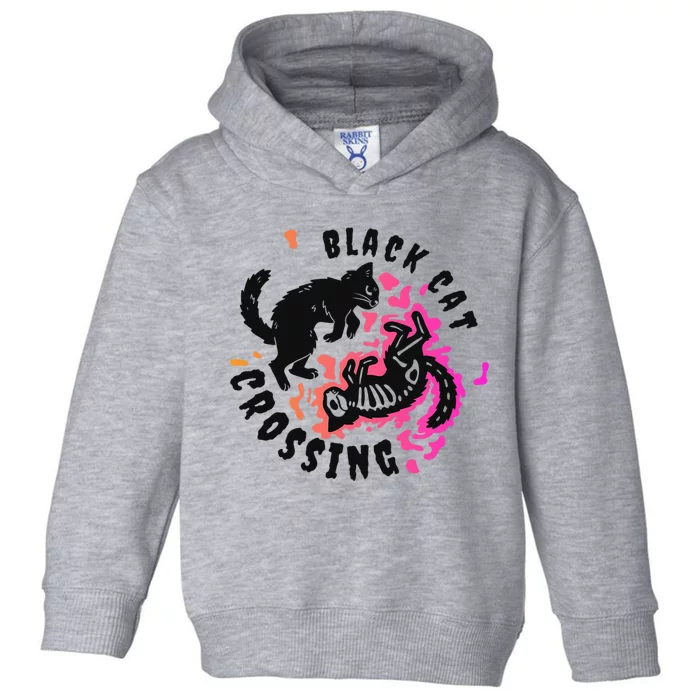 Funny Halloween Black Cat Crossing Gift Toddler Hoodie