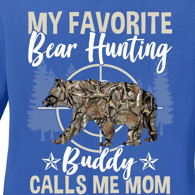 Funny Hunting Buddy Graphic For Moms And Bear Hunters Cute Gift Ladies Long Sleeve Shirt