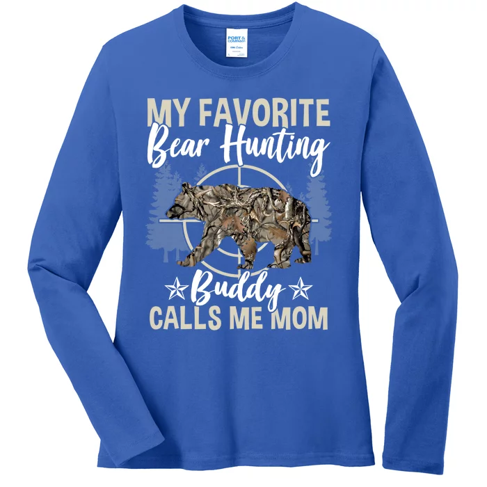 Funny Hunting Buddy Graphic For Moms And Bear Hunters Cute Gift Ladies Long Sleeve Shirt