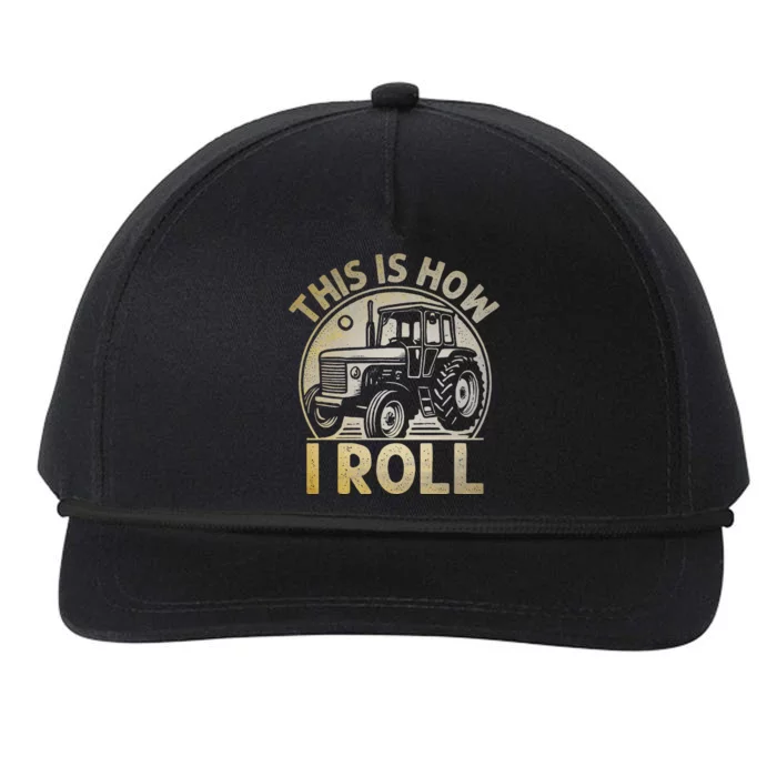 Funny Hay Bale How I Roll Gift Cool Farmer Tractor Driver Snapback Five-Panel Rope Hat