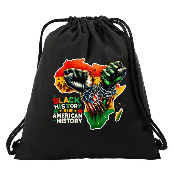 Fist Hands Black History Black History Is American History Drawstring Bag