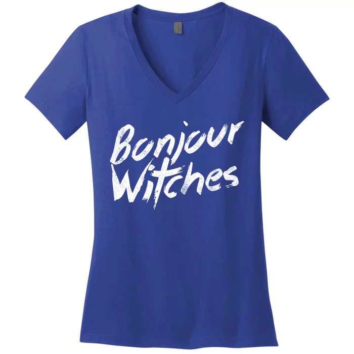 Funny Halloween Bonjour Witches Great Gift Women's V-Neck T-Shirt