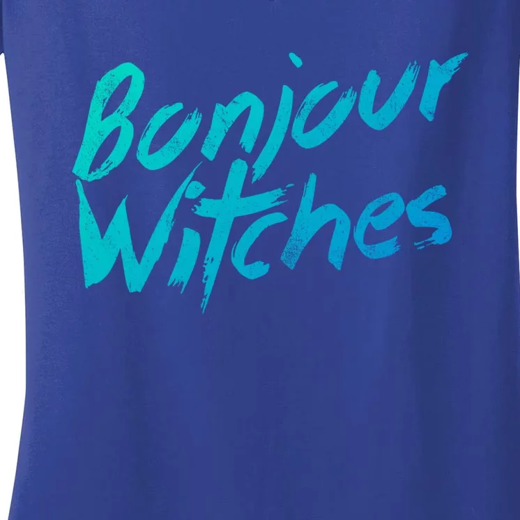 Funny Halloween Bonjour Witches Great Gift Women's V-Neck T-Shirt