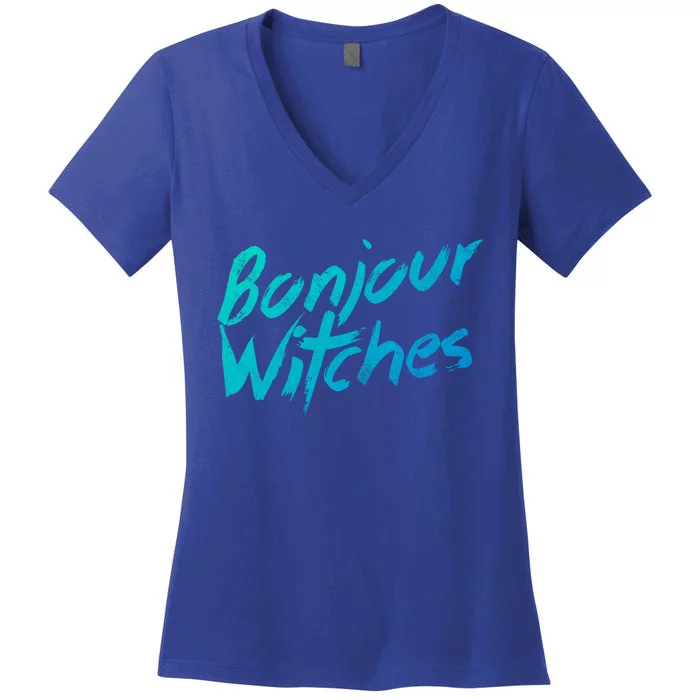 Funny Halloween Bonjour Witches Great Gift Women's V-Neck T-Shirt