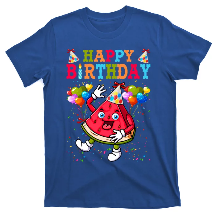 Funny Happy Birthday Watermelon Slice Bday Summer Vibes Gift T-Shirt