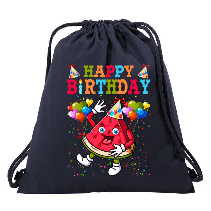 Funny Happy Birthday Watermelon Slice Bday Summer Vibes Gift Drawstring Bag