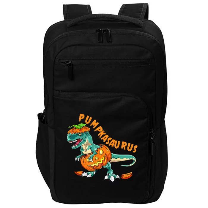 Funny Halloween Boy Pumpkasaurus T Rex Dinosaur Pumpkin Impact Tech Backpack