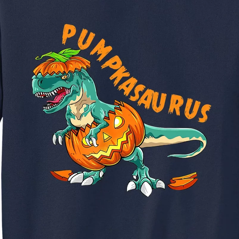 Funny Halloween Boy Pumpkasaurus T Rex Dinosaur Pumpkin Tall Sweatshirt