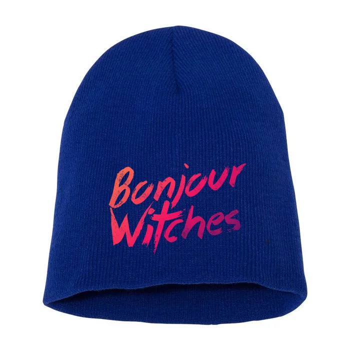 Funny Halloween Bonjour Witches Great Gift Short Acrylic Beanie