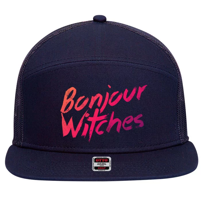 Funny Halloween Bonjour Witches Great Gift 7 Panel Mesh Trucker Snapback Hat