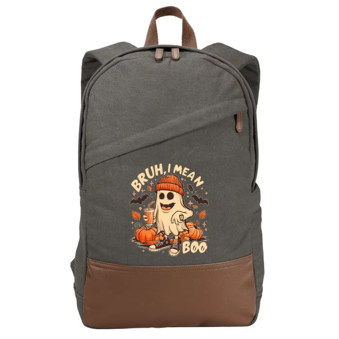 Funny Halloween Bruh I Mean Boo Ghost Cotton Canvas Backpack