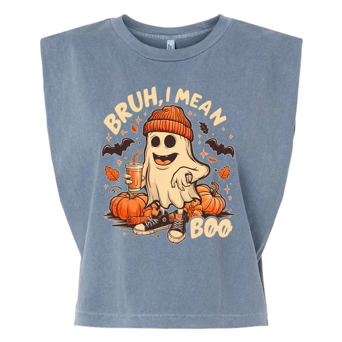 Funny Halloween Bruh I Mean Boo Ghost Garment-Dyed Women's Muscle Tee