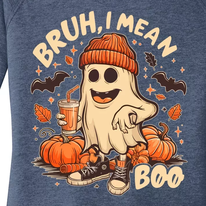 Funny Halloween Bruh I Mean Boo Ghost Women's Perfect Tri Tunic Long Sleeve Shirt