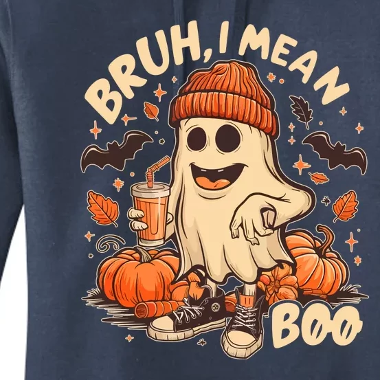 Funny Halloween Bruh I Mean Boo Ghost Women's Pullover Hoodie