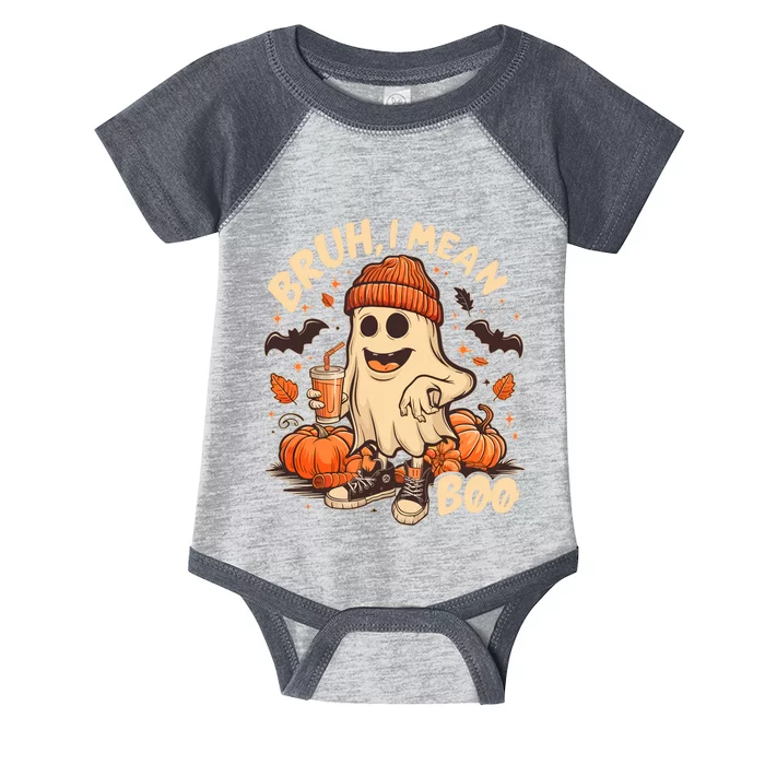 Funny Halloween Bruh I Mean Boo Ghost Infant Baby Jersey Bodysuit