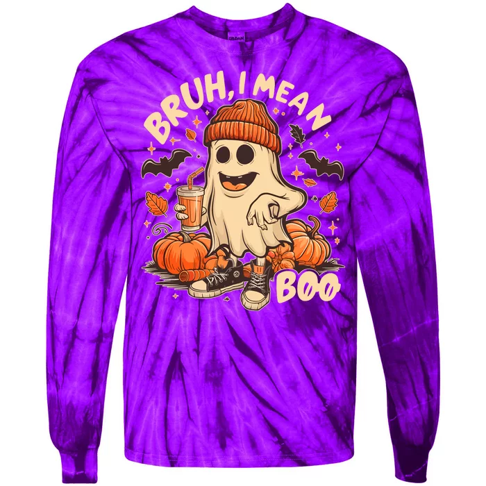 Funny Halloween Bruh I Mean Boo Ghost Tie-Dye Long Sleeve Shirt