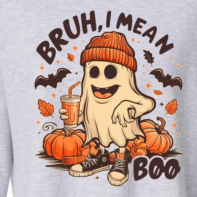 Funny Halloween Bruh I Mean Boo Ghost Cropped Pullover Crew