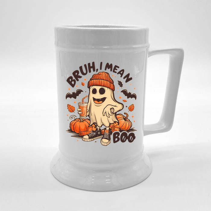 Funny Halloween Bruh I Mean Boo Ghost Front & Back Beer Stein