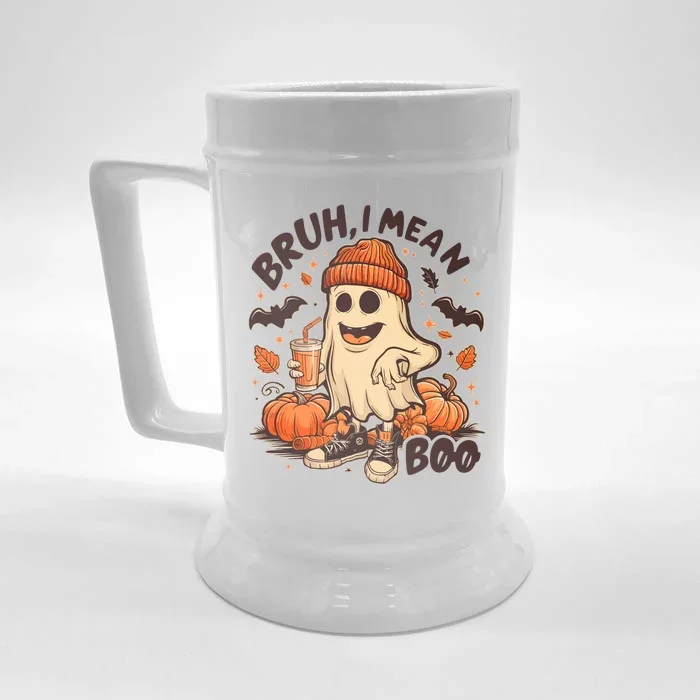 Funny Halloween Bruh I Mean Boo Ghost Front & Back Beer Stein