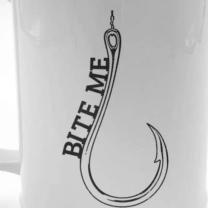 Fishing Hook Bite Me Bass Catfish Pike Fisher Funny Gift Great Gift Front & Back Beer Stein