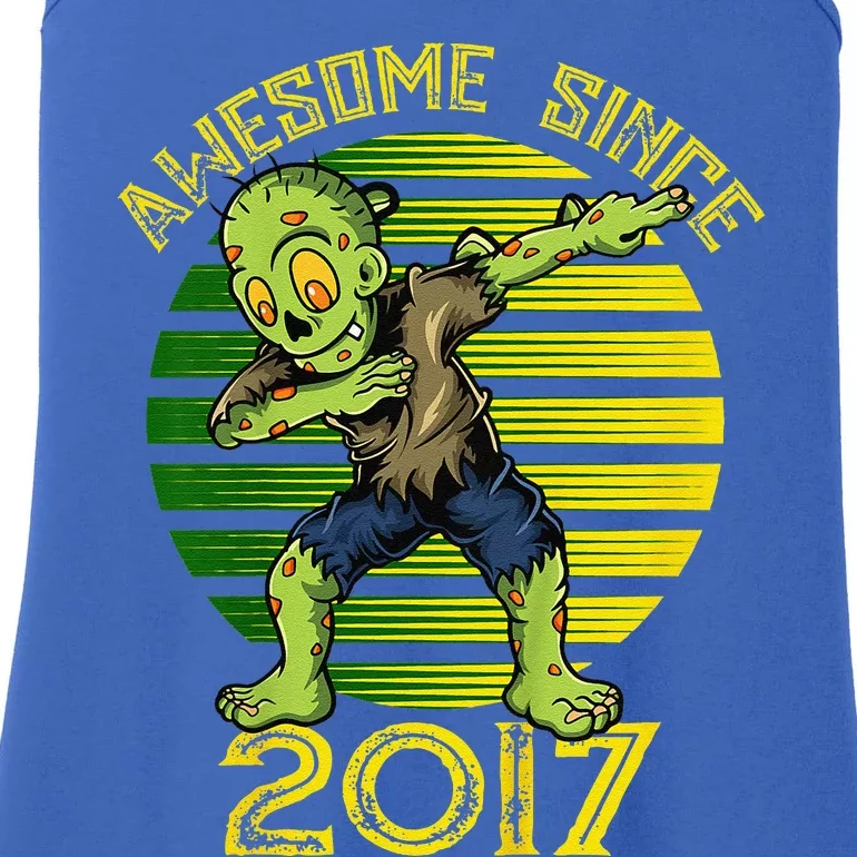 Funny Halloween Birthday Dabbing Zombie Awesome Since 2017 Ladies Essential Tank