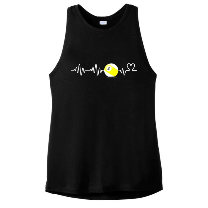 Funny Heartbeat Billiard Nine Ball Funny 9ball Player Gift Ladies Tri-Blend Wicking Tank