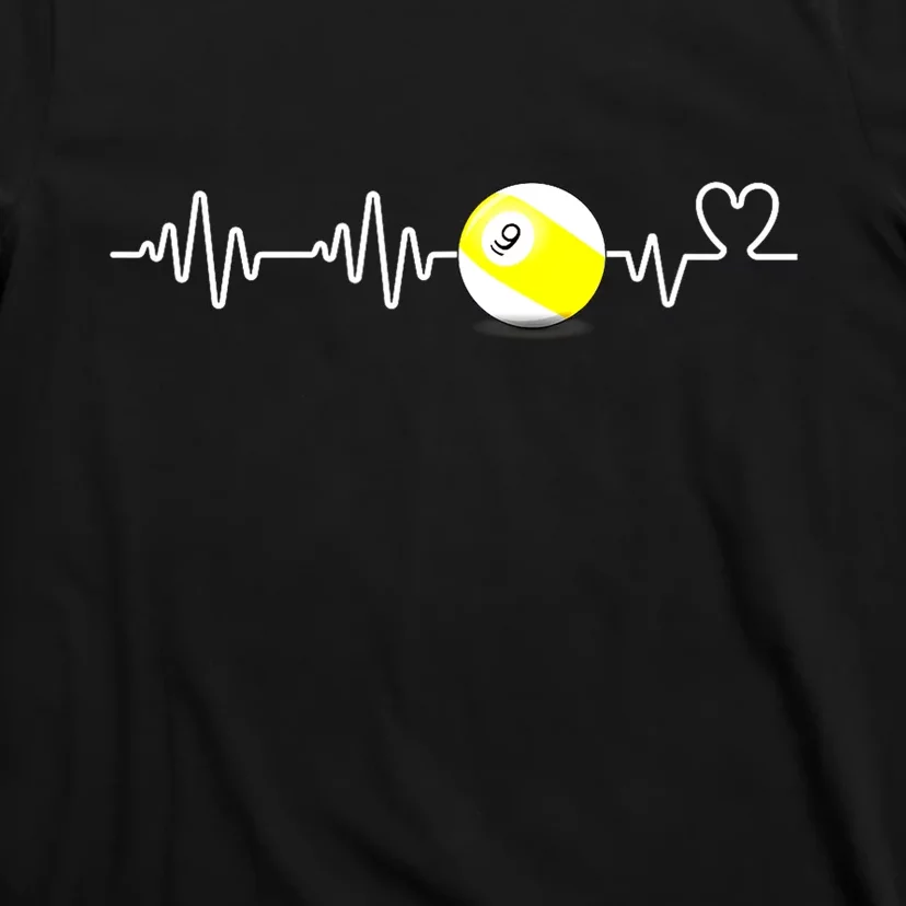 Funny Heartbeat Billiard Nine Ball Funny 9ball Player Gift T-Shirt