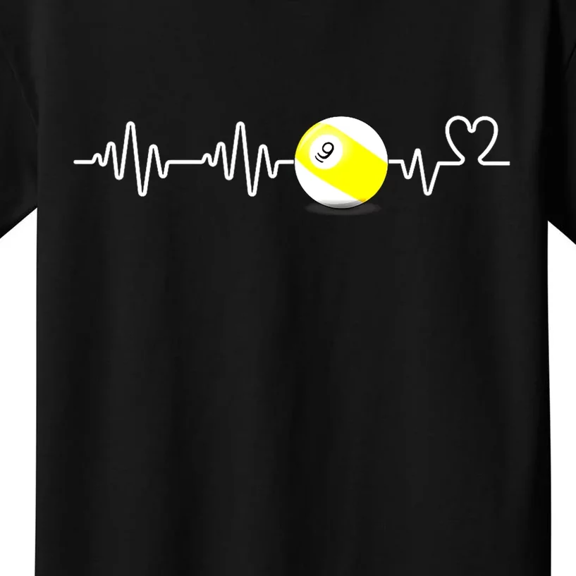 Funny Heartbeat Billiard Nine Ball Funny 9ball Player Gift Kids T-Shirt