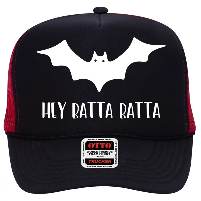 Funny Halloween Baseball Softball Hey Batta Pun Coach Gift High Crown Mesh Trucker Hat