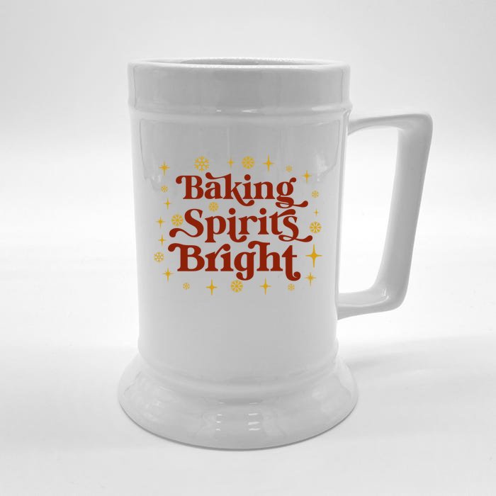 Funny Holiday Baker Baking Spirits Bright Christmas Meaningful Gift Front & Back Beer Stein