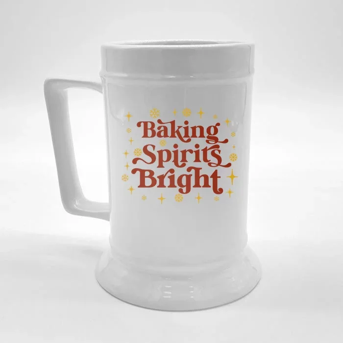 Funny Holiday Baker Baking Spirits Bright Christmas Meaningful Gift Front & Back Beer Stein