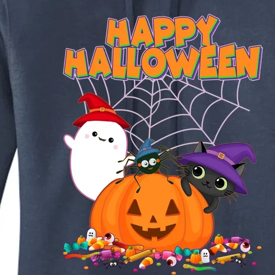 Funny Halloween, Cute Halloween, Cute Happy Halloween Friends Women's Pullover Hoodie