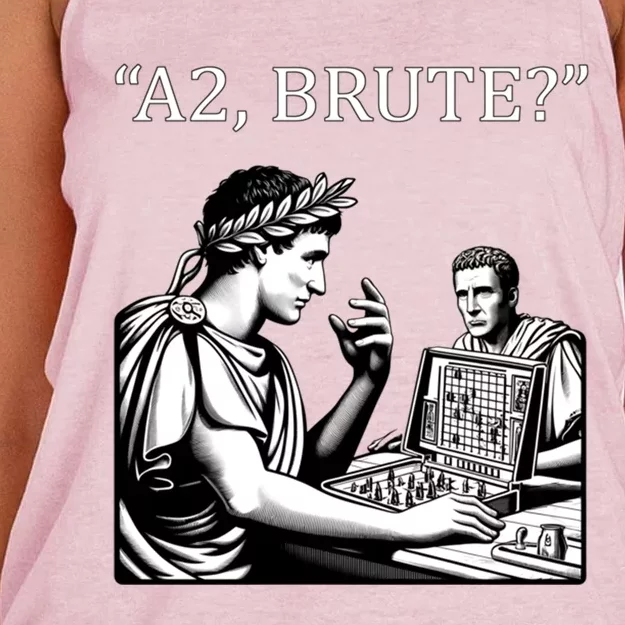 Funny History Caesar And Brutus Board Game Meme Women's Knotted Racerback Tank