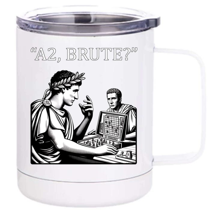 Funny History Caesar And Brutus Board Game Meme Front & Back 12oz Stainless Steel Tumbler Cup