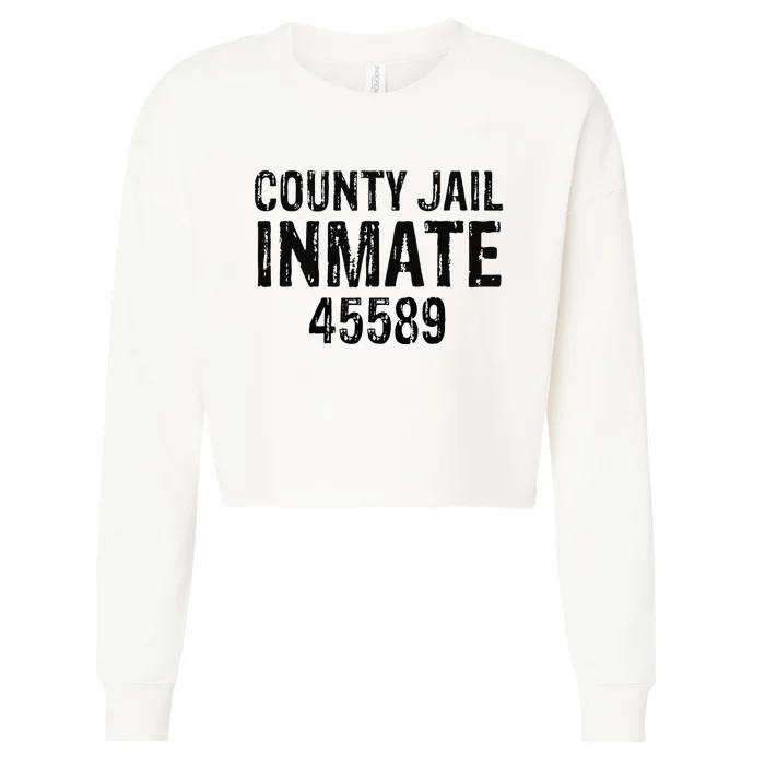 funyn Halloween County Jail Inmate Prisoner Costume Party Cropped Pullover Crew