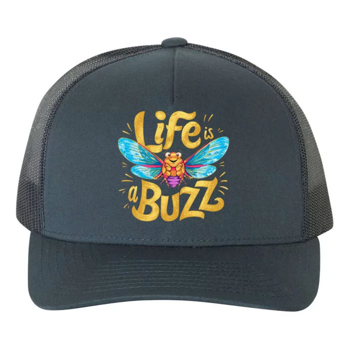 Funny Happy Cute Cicada Life Is A Buzz Yupoong Adult 5-Panel Trucker Hat