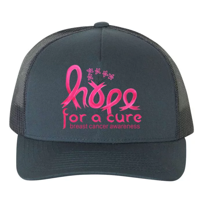 Flower Hope Cure Breast Cancer Awareness Gift Yupoong Adult 5-Panel Trucker Hat