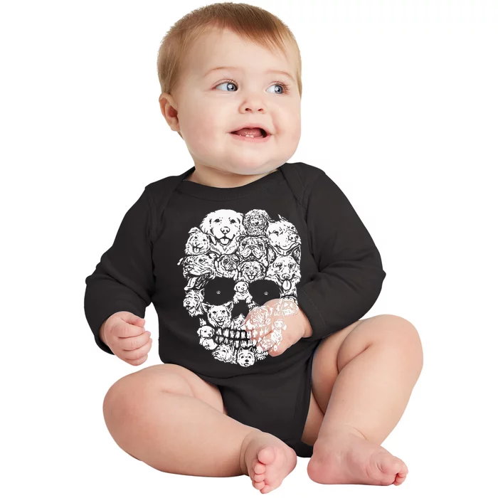 Funny Halloween Costume Skull Dog LoverDog Mom Baby Long Sleeve Bodysuit