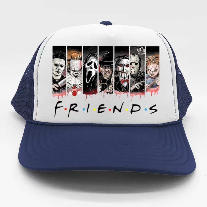 Friends Horror Characters Halloween Squad Team Trucker Hat