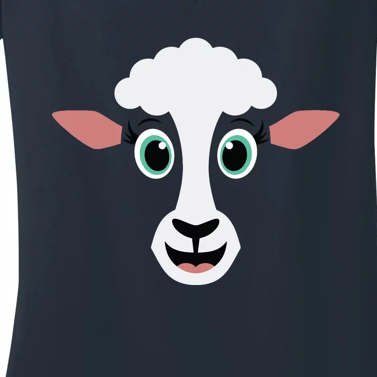 Funny Halloween Costume For Girl Boy Cute Sheepp Face Women's V-Neck T-Shirt