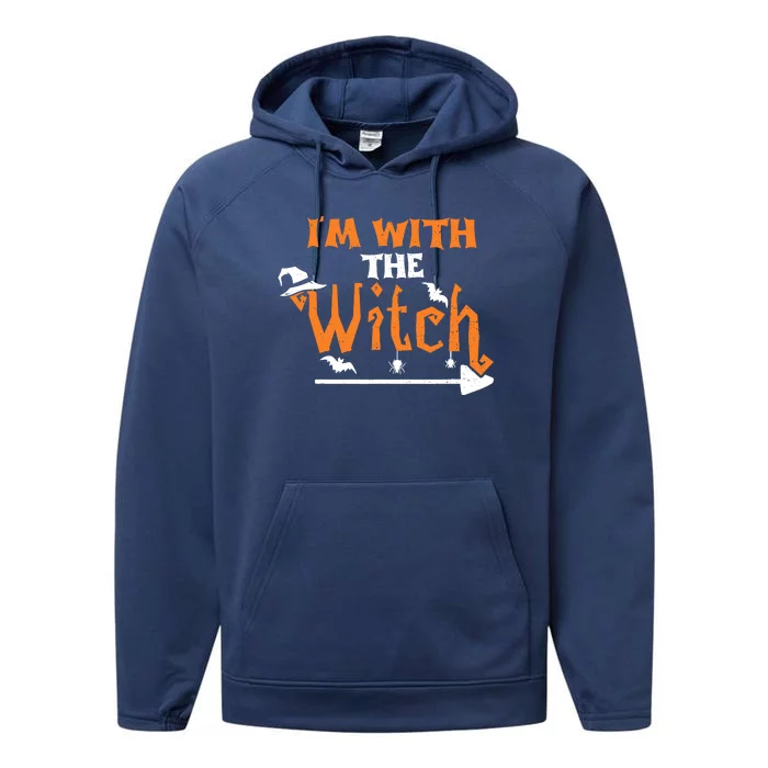 Funny Halloween Couple: Im With The Witch Performance Fleece Hoodie