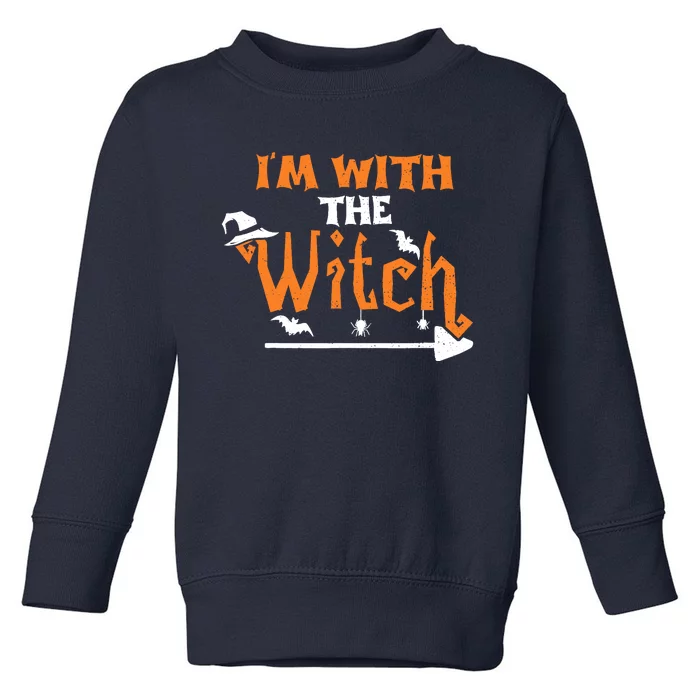 Funny Halloween Couple: Im With The Witch Toddler Sweatshirt