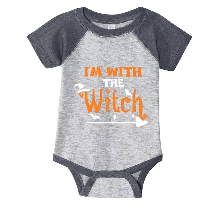 Funny Halloween Couple: Im With The Witch Infant Baby Jersey Bodysuit