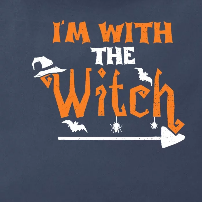 Funny Halloween Couple: Im With The Witch Zip Tote Bag